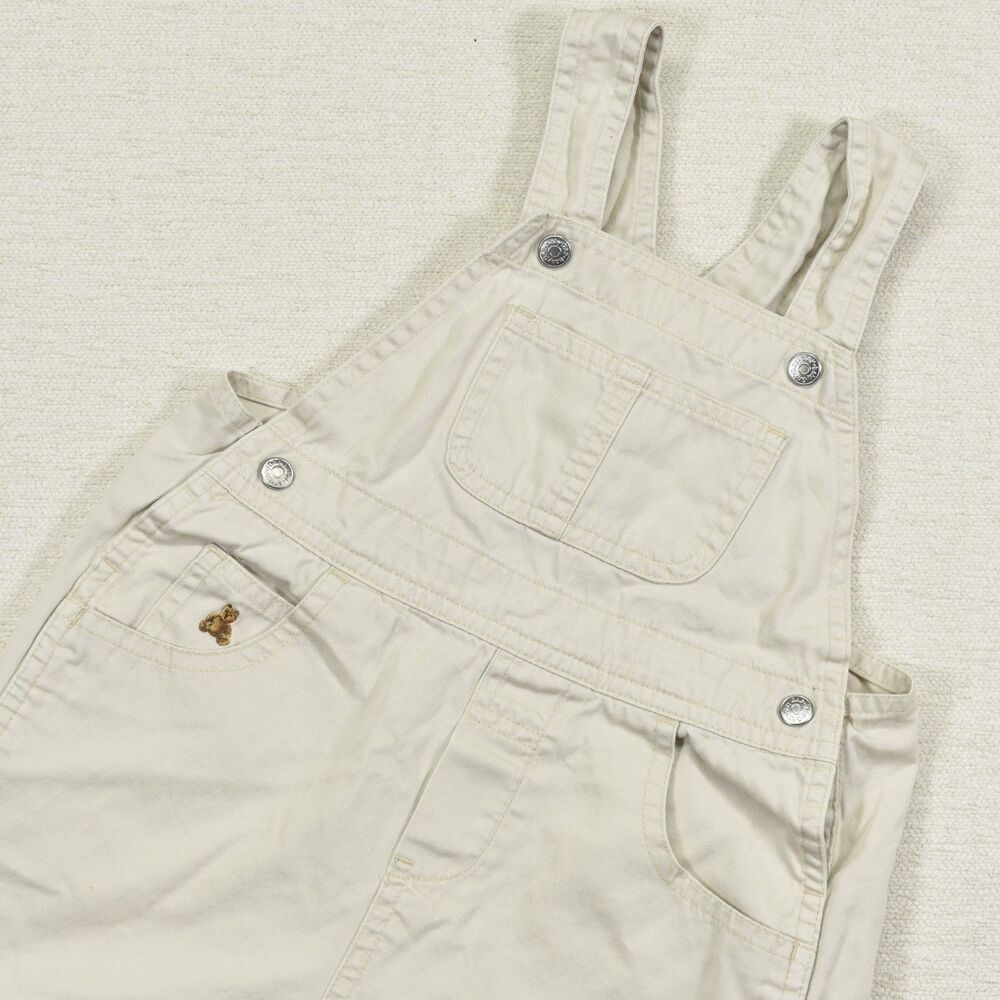 Vintage Classic Baby Gap Khaki Overalls Teddy Bear Embroidered 12-18 Months